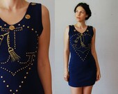 vintage SAILORETTE mini dress / 1990s spandex studded ANCHOR dress
