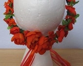 Small Dark Orange Flower Head Wreath Crown Circlet - 7.5 inch diameter