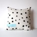 Hand Printed Tea Stained Pillow  - Polka Dot - Black - Tan - Turquoise - Mom - Mothers Day Gift
