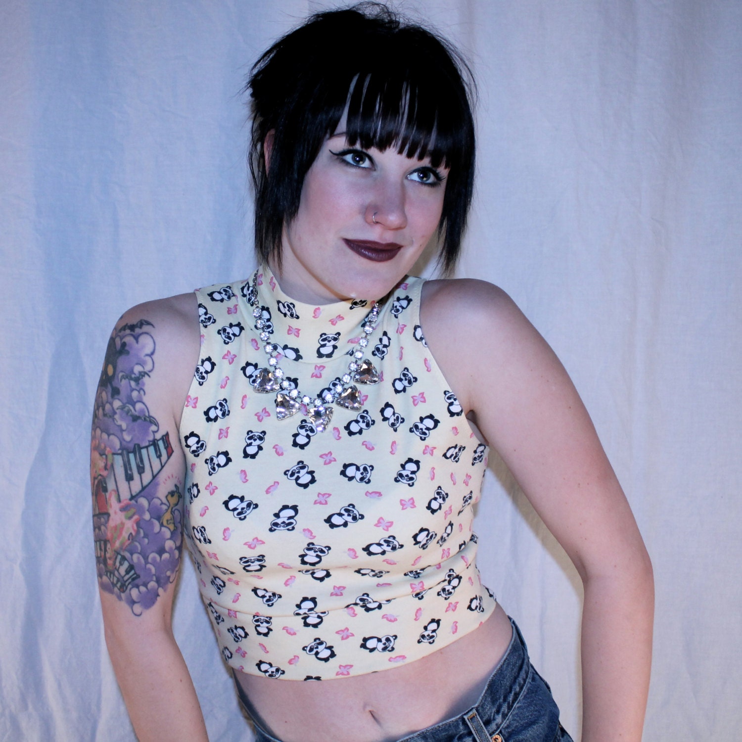 panda cropped turtleneck