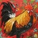 Rooster 597 12x12 inch animal portrait original oil painting by Roz