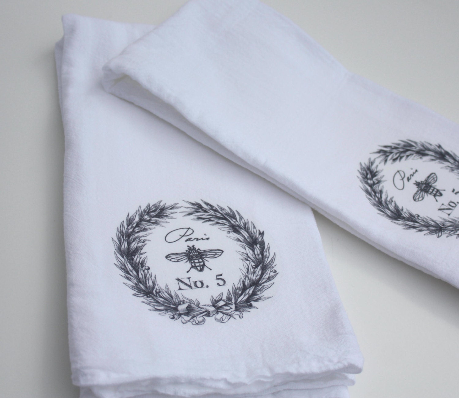 Cottage Paris Chic Flour Sack Tea Kitchen Towel Set of 2