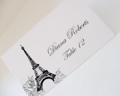 Paris Roses Place Cards Escort Cards for Weddings Receptions Weddings Signs Rehearsal Dinner French Custom Personalized Guest Name
