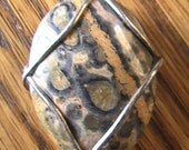 Fossil Stone Wire Wrap Pendant Sterling Silver Necklace Handmade Gift Men Women Unisex For Him Her DragonflyRidge