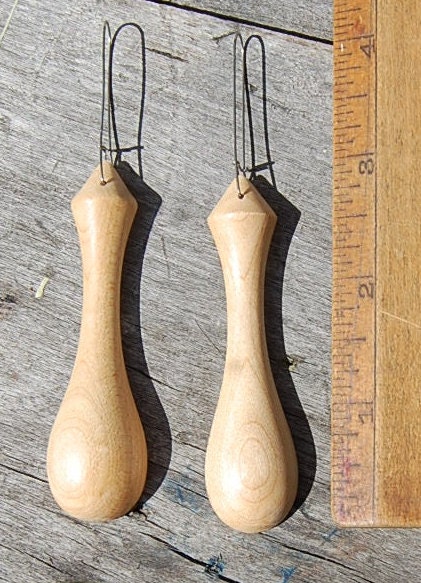 Unique Sexy Pendulum Earrings - Lightweight Wood, Long Hand-Turned Maple Jewelry