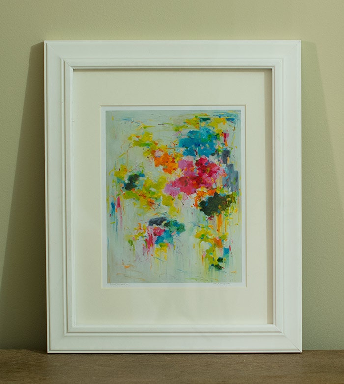Signed 8x10 Archival Matted art  giclee print - from original oil painting Flower on wall 01