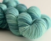 DK Hand Dyed Yarn - Merino Cashmere Nylon - 231 yards - Kelpie - Shades of Aqua Blue Green