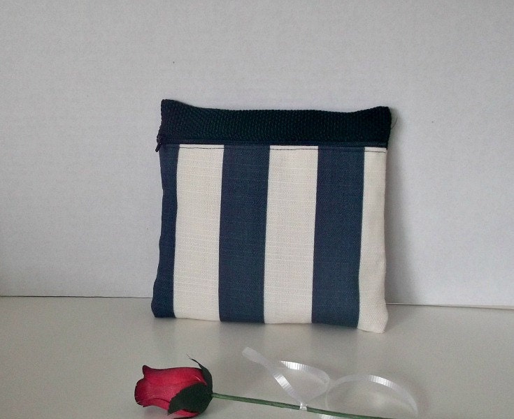 Cute Makeup Bag . Cute Makeup Organizer , Cosmetic Bag , Nautical Stripe Clutch , Purse Organizer , Seaside Bag