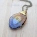 Stalactite Necklace, Blue Yellow Bi-Color Stone In Brass, Long Mineral Necklace Spring Fashion - Sunset