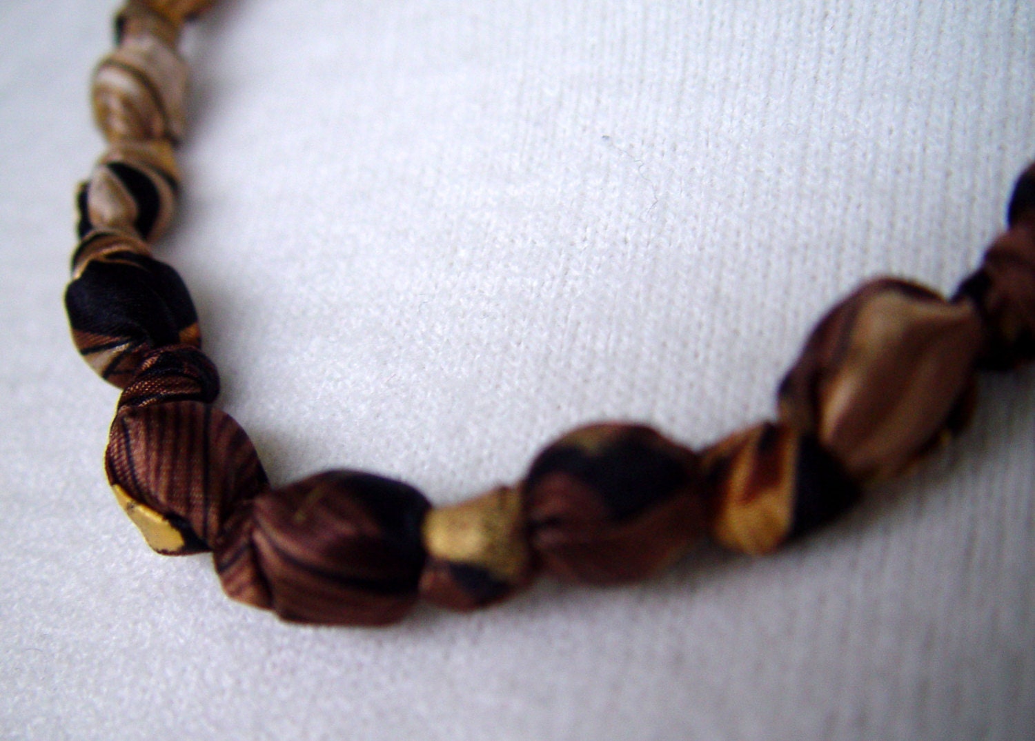 Scarf Bead Necklace - Beautiful browns and Gold - great gift for her jewelry handmade unique design by SheWeaves