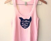 Smitten For My Kitten. MEDIUM Alternative Apparel Racerback Tank in True Eco Pink