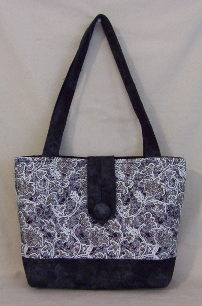 BROWN BLACK FLORAL New Handmade Tote Bag Purse Diaper Bag
