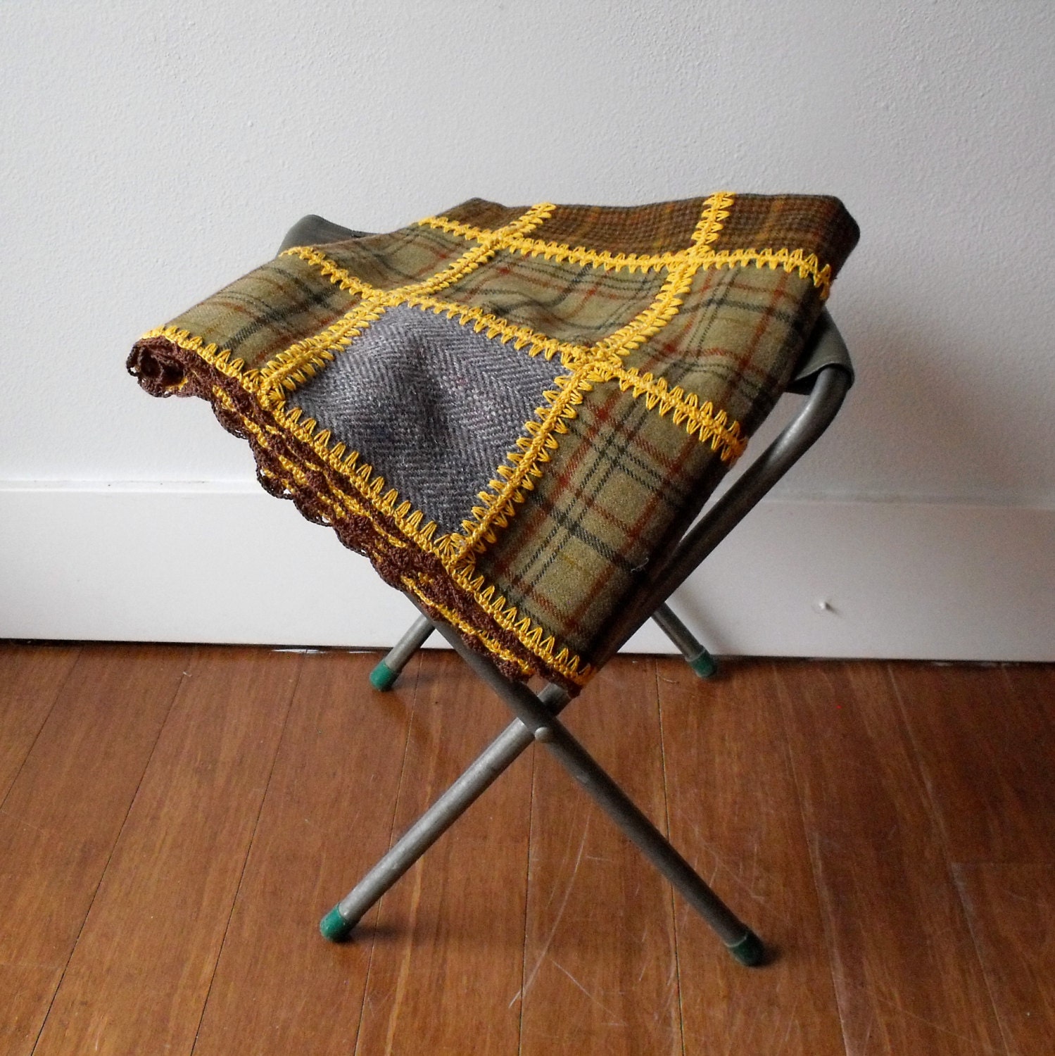 Vintage Lap Blanket : Wool Patchwork Blanket
