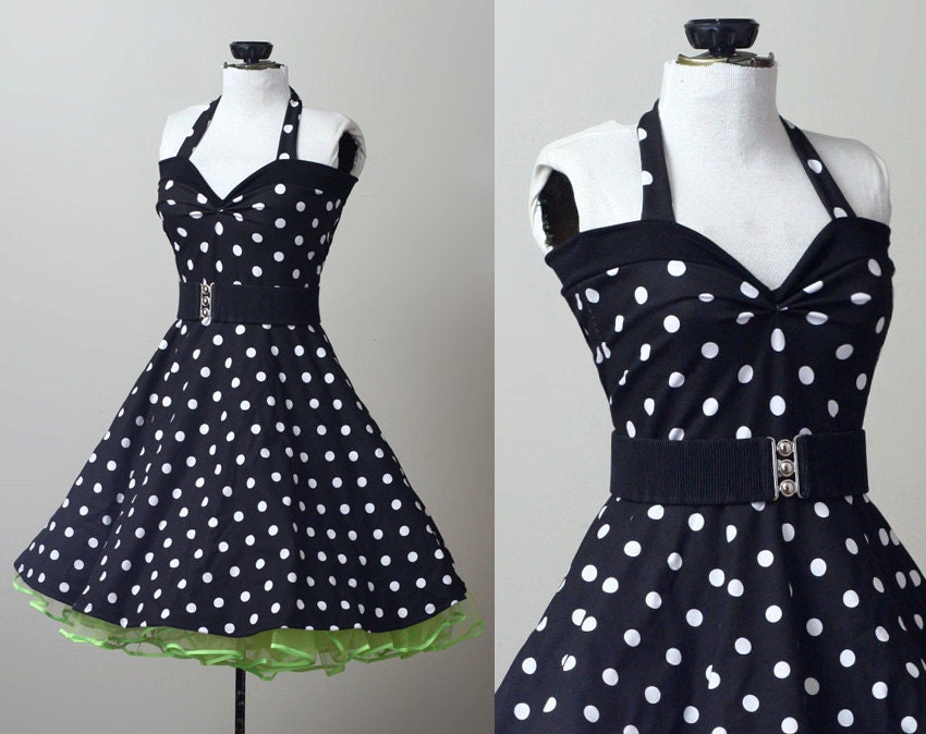 polka dot retro rockabilly Yvonne swing dress custom - smarmyclothes