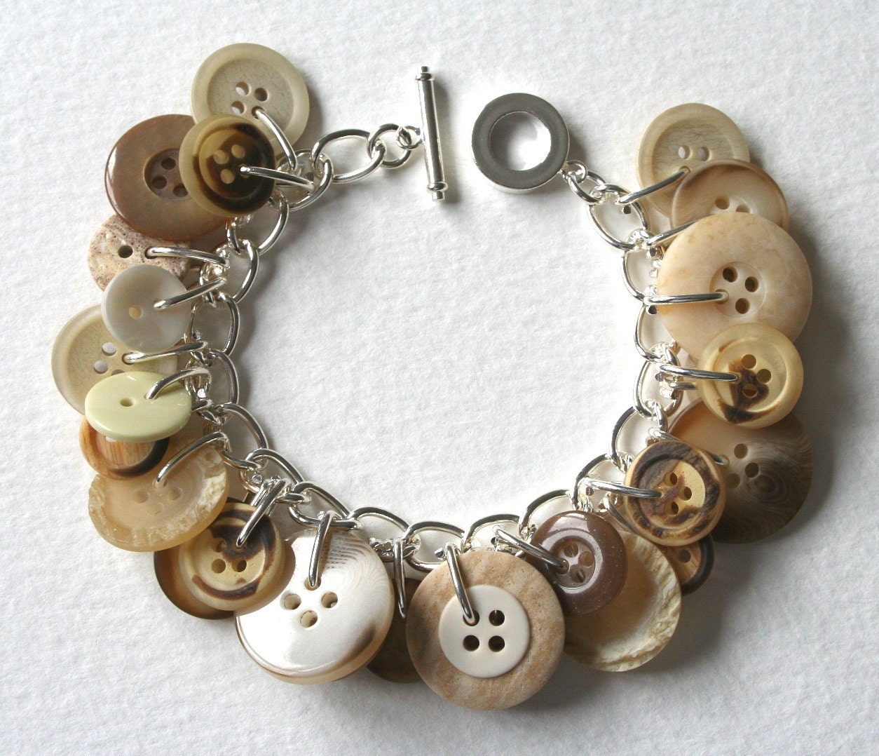 Button Bracelet Champagne Celebration Ivory and Beige Buttons