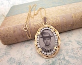 Antique Tintype Necklace with rhinestones