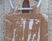 Tan and White Print Necklace Fabric Necklace Fabric Jewelry Tan Necklace Unique FN002