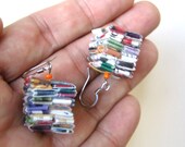 Paper Eco Earrings Embellished With Bright Orange Seed Beads