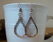 Braided copper wire dangle earrings - copper jewelry - copper earrings