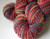 Handspun Yarn, Hand Dyed Yarn, BFL Wool, 2 Ply,  Worsted Weight, 165 yards/4oz Merriment