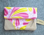 Fold Over Clutch with suede accents, kindle case, ipad mini case, nook case