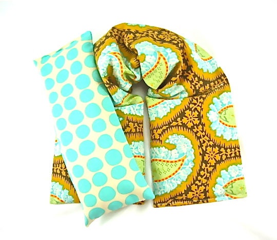 Stress Relief: Neck Wrap Eye Pillow Hot Cold Therapy Organic Flaxseed,Heating Pad, Heat Pack,Microwave Heat Pack