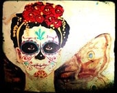 Dia Des. Los Muertos - moth - Frida Kahlo - Print from Drawing - by Erica Herbert
