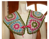 May Sale Women's Geometric Ribbon Embellished Crochet Wrap Shawl - Size S M L - Ecru Lime Green Hot Pink Turquoise - by Annie Briggs  'Jane