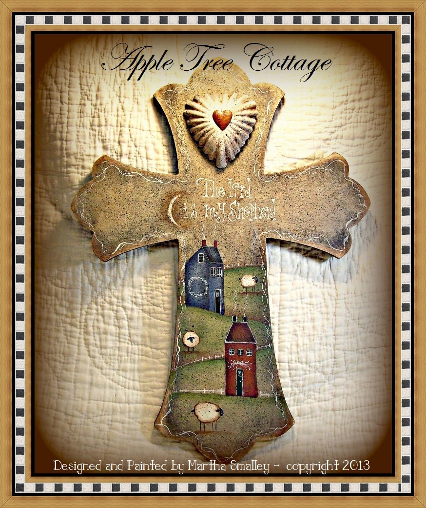 E Pattern - Martha Smalley's Apple Tree Cottage Designs - "Rustic Primitive Cross"