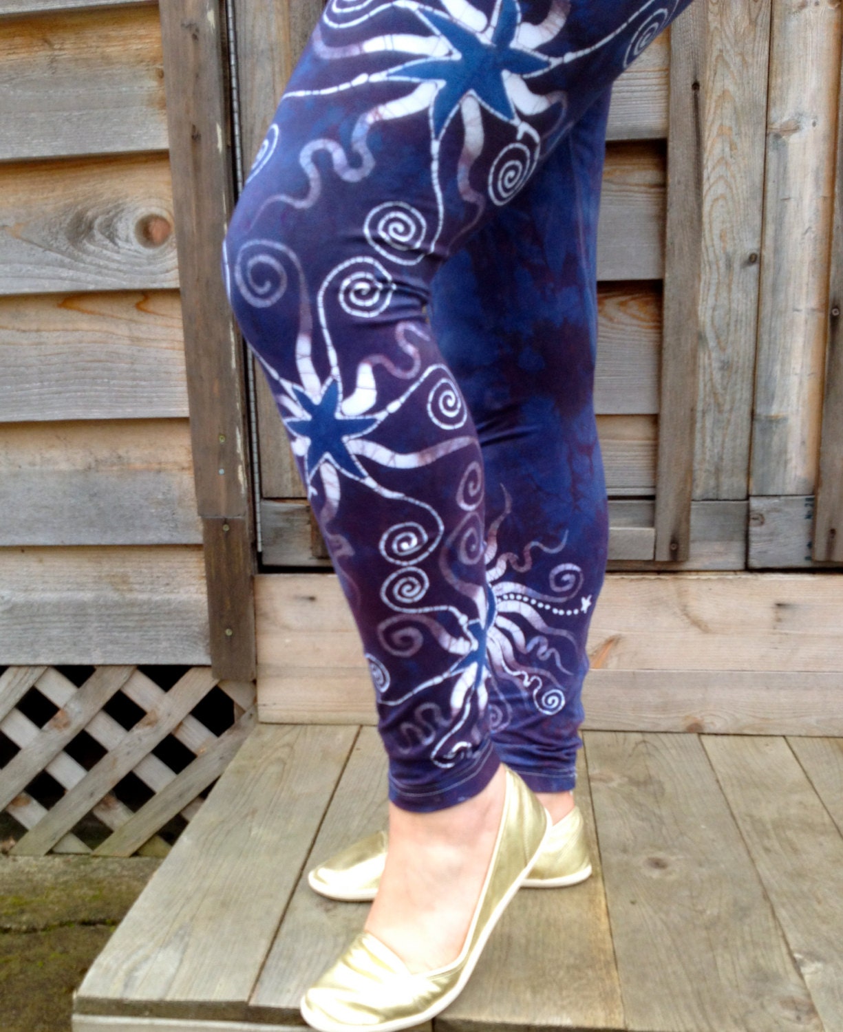 Handmade Yin Yang Purple Batik Leggings