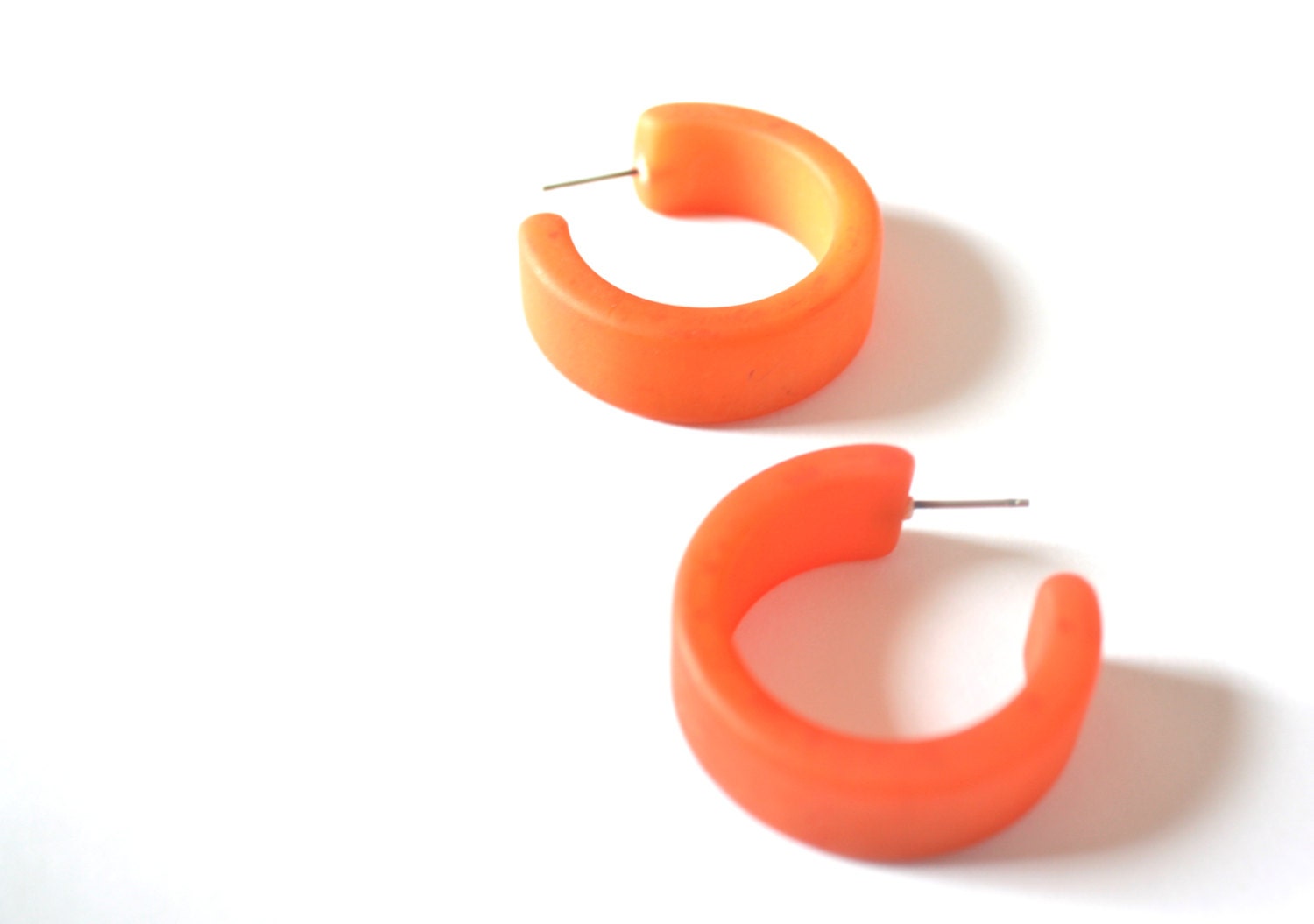 Squash Frosted Orange Midi Wide Hoops -  lucite hoop earrings - Leetie
