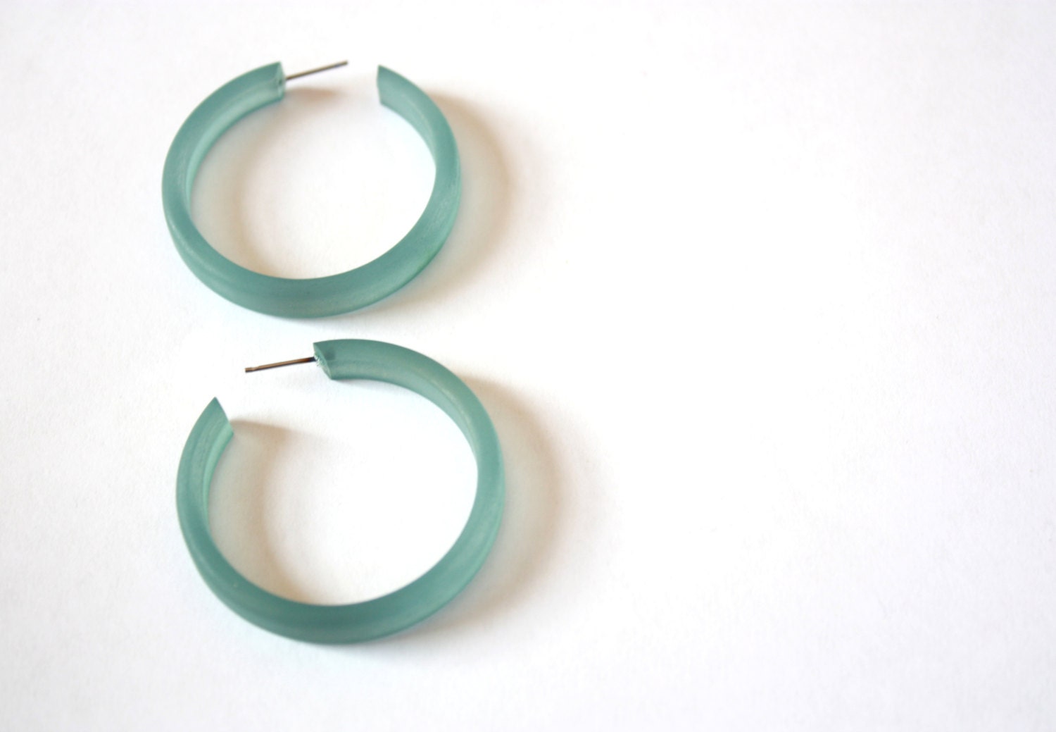 Teal Blue Frosted Hoops - The Classic Hoop.  lucite earrings