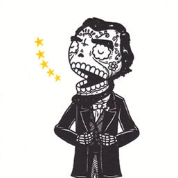 Day of the Dead Abraham Lincoln Calavera Limited Edition Gocco Screenprint