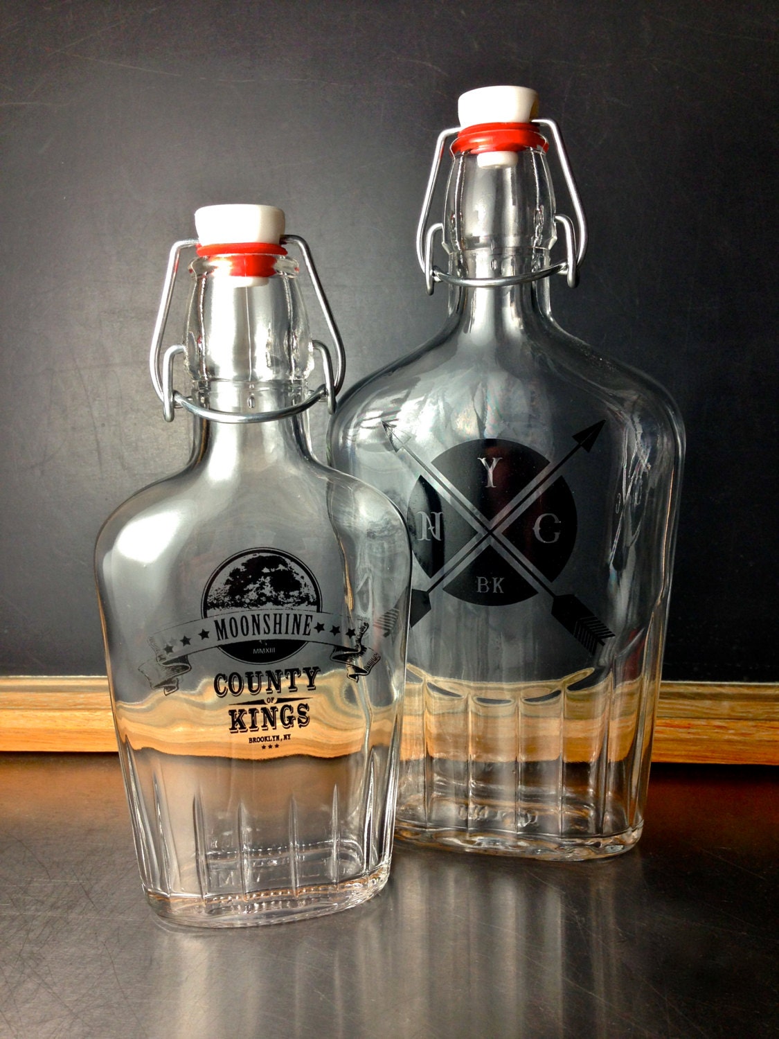 Large NYC/BK Glass Flask