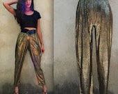 Vintage 80s Gold Dust Metallic Pants (size xs, small)