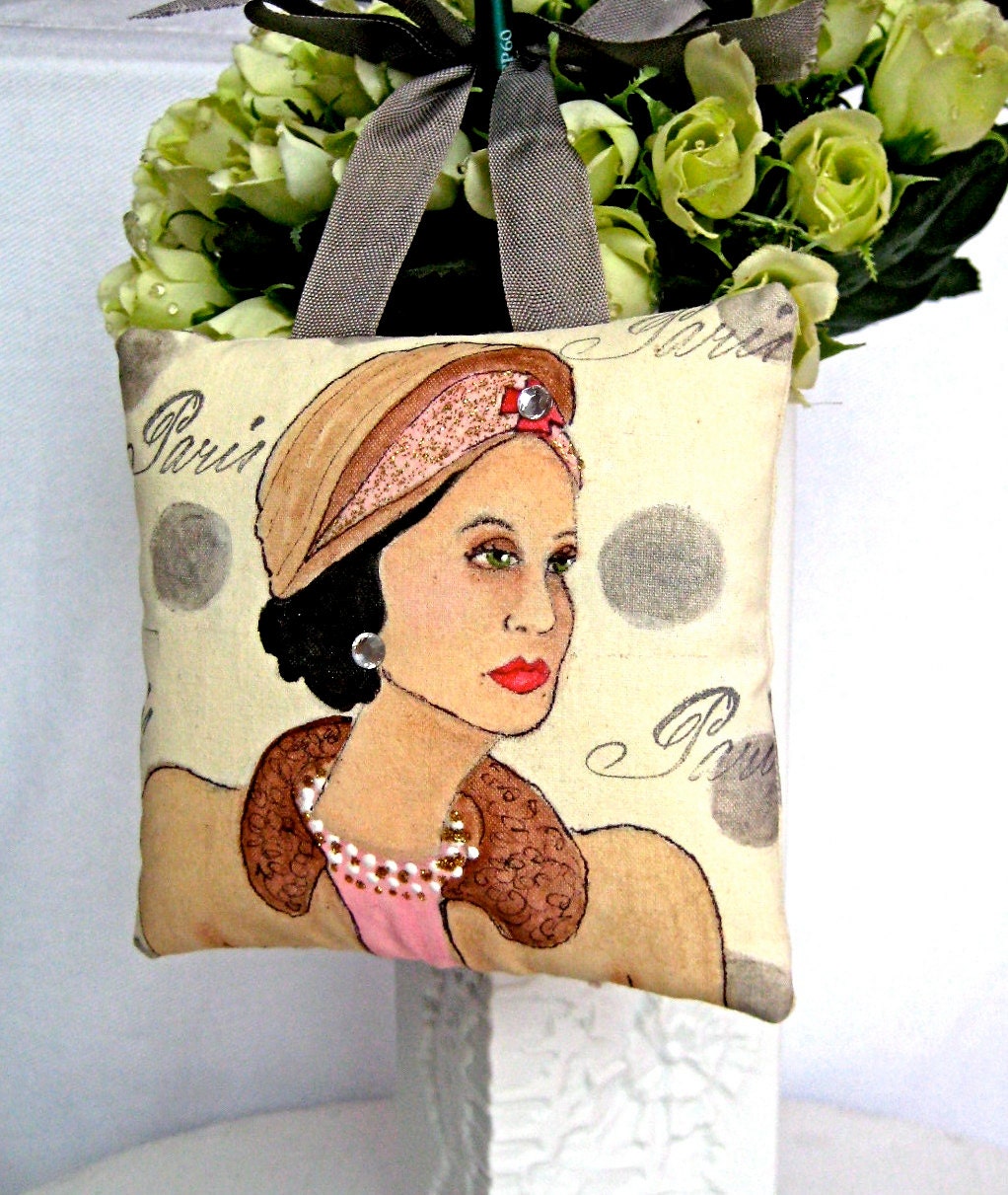 New PETITE COCO HANGING Pillow Ideal Girlfriend Gift,  Vintage Satin Ribbon, Coco Quote, Gift fot Woman, Fashionista Gift