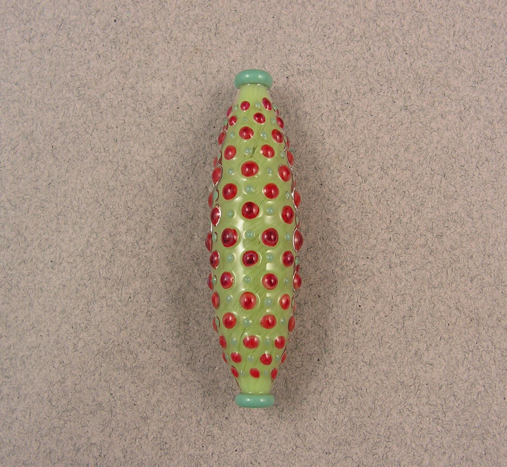 Dot Matrix "Verdant Spring"- Lampwork Hollow Blown Boro Focal Bead by Beau Barrett