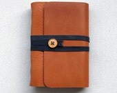Handmade Ochre Pocket Leather Journal with Mixed Paper, OOAK