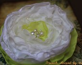 Lime green and white hair clip and brooch great for weddings
