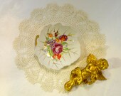 Cute Vintage Leaf Shape Viceroy Porcelain China Dish Flowers Painted collectibles mid century antique housewares serving bouquet home decor