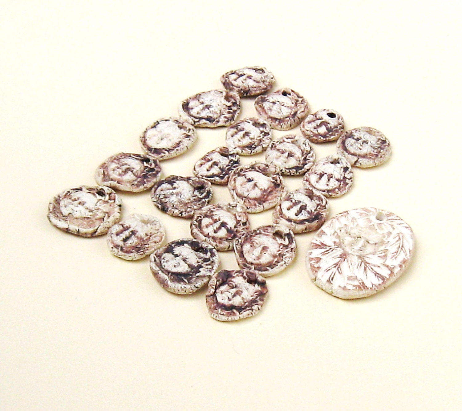 Beads Rustic Fairy Faces Stoneware Natural Earthtones for Jewelry Craft Embellishment
