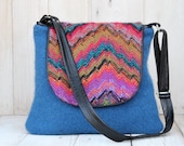 Recycled Sweater Messenger Bag in Royal Blue