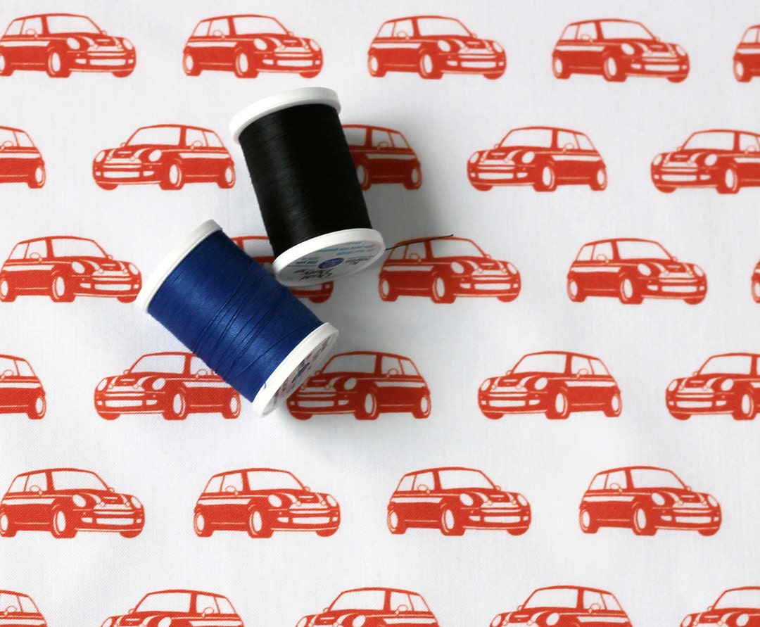 Little MINIs Fabric FQ Hand Drawn Design, Orange