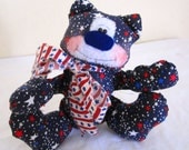 Whimsical Stuffed Kitty Cat Shelf Sitter - Handmade Stuffed Animal
