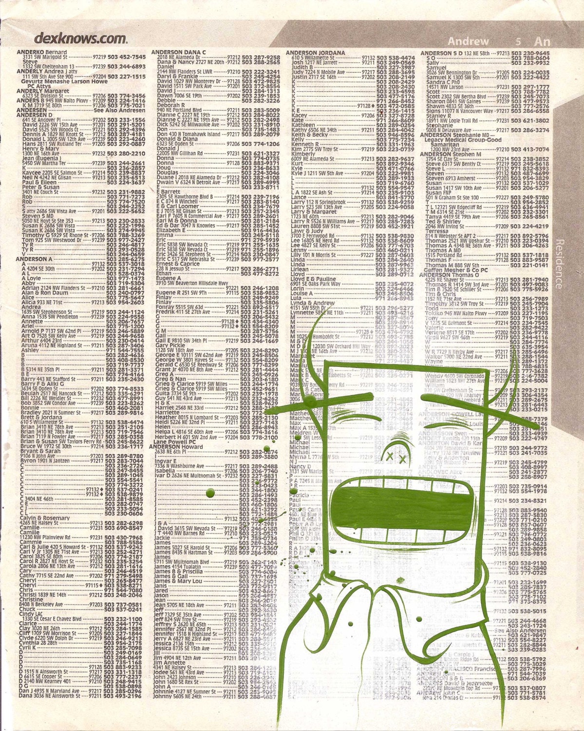 Acrylic character on news print 8 X 10 original pop lowbrow graffiti modern comic street art by Charlie Alan Kraft