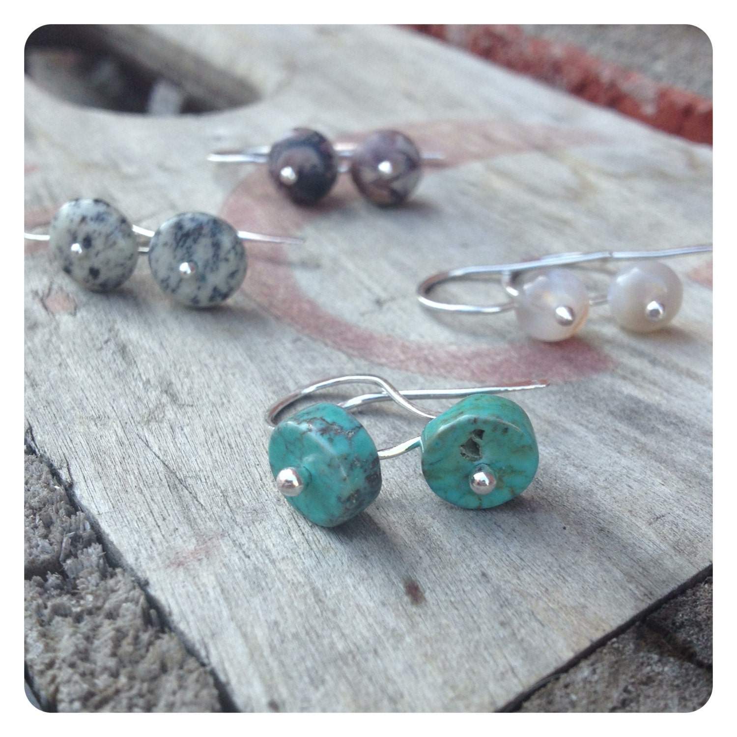 Itty Bitty Fine Silver Single Stone Earrings