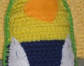 Crochet loony bird tooth pillow