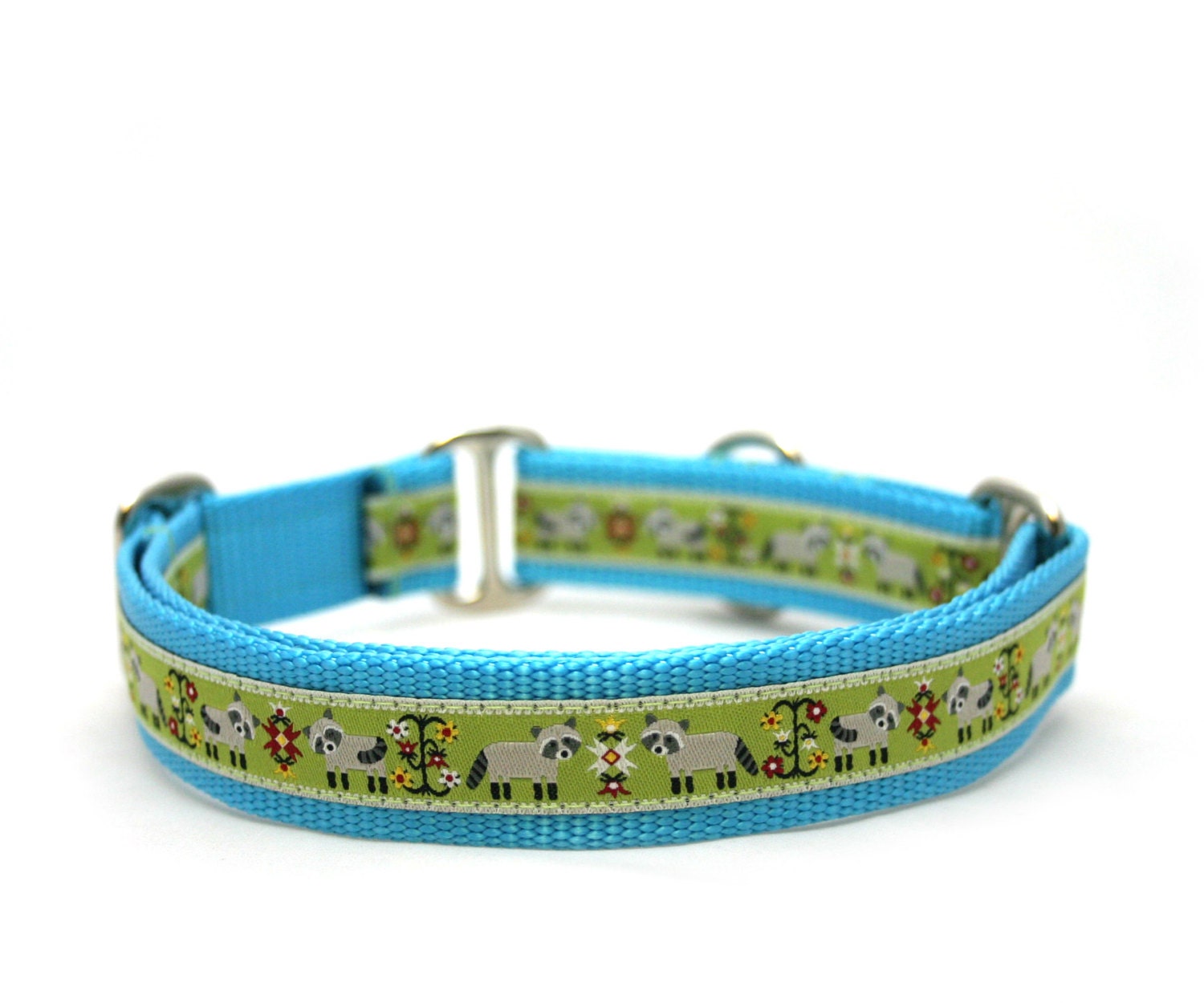 1" dog collar Folk Raccoon martingale or buckle collar