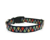 1/2" dog collar Rainbow Drops martingale or buckle collar