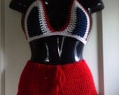 Cute Crochet Cover up Skirt with Crochet Triangle Bikini Top